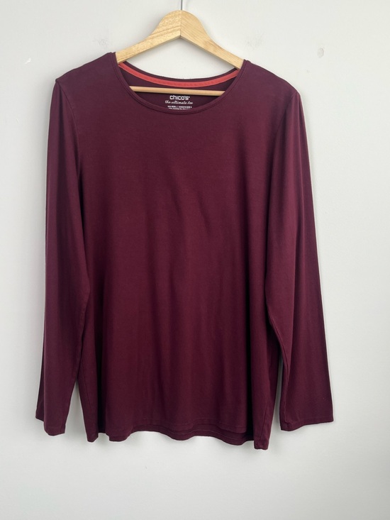 Talbots Tops - Chico’s The Ultimate Tee burgundy rayon spandex long sleeve t-shirt, large.